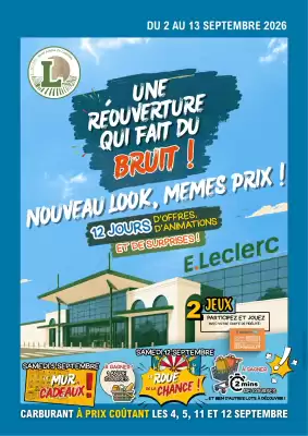 E.Leclerc | Réouverture du magasin (valable jusqu'au 13-09)
