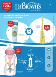 Folheto Auchan Página 61: DrBrown's biberão anticólicas €11,03, Escova de dentes para bebés €6,15
