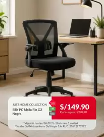 Catálogo Sodimac semana 36 Página 7: Just Home Collection Silla PC Malla Rio G2 Negro €149,90