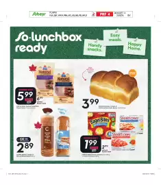 Sobeys flyer week 36 Page 2: Maritime Brown, Potato or Newfoundland Style Bread €3,99, Smart ones frozen entrées €1,99