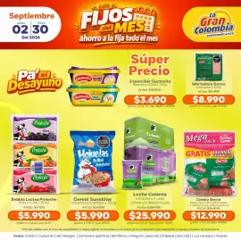 Catálogo La Gran Colombia Página 1: Colanta leche entera y/o deslactosada €25.990,00, Berna Mega Pack €12.990,00