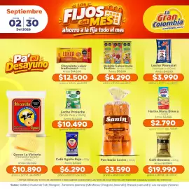 Catálogo La Gran Colombia Página 2: Luker chocolate tradicional €12.500,00, Queso La Victoria mozzarella tajado €10.890,00