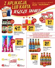 Społem Częstochowa gazetka tydzień 36 Strona 3: Kabanosy Skolim Palermo JBB €2,99, Piwo Zatecky Svetly Lezak €2,69