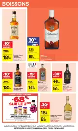 Catalogue Carrefour page 56: ISAUTIER Rhum Arrangé €14,24, JACK DANIEL'S Tennessee Whiskey €18,49