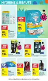 Catalogue Carrefour page 61: Gillette Rasoir rechargeable €13,49, Gillette Lames €25,93