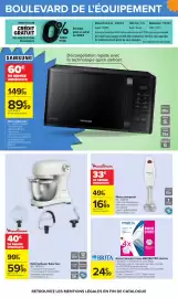 Catalogue Carrefour page 86: SAMSUNG Micro-ondes solo €89,99, BRITA Aluna Calendar 4 mois MAXTRA PRO blanche €24,99