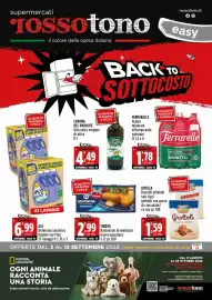 Volantino Rossotono Carrefour Pagina 1: Findus Bastoncini di merluzzo €2,99, Divella Grottoli con gocce di cioccolato €1,59
