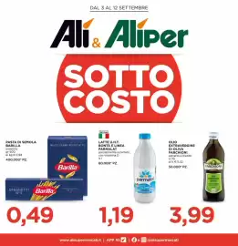 Volantino Alì Supermercati Pagina 1: Pasta di semola Barilla assortita €0,49, Olio extravergine di oliva Farchioni €3,99