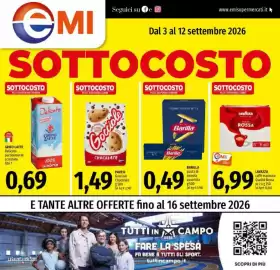 Volantino Emi Supermercati Pagina 1: Barilla pasta di semola assortita €0,49, Pavesi Gocci ole Chocolate €1,49