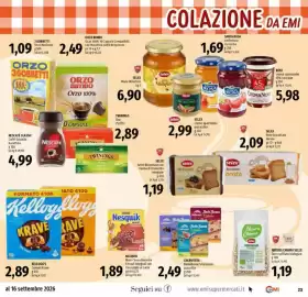Volantino Emi Supermercati Pagina 23: Kellogg's Cereali Krave €2,89, GALBUSERA BelleBuone 5 Colazioni €2,49