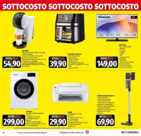 Volantino Emi Supermercati Pagina 8: Samsung lavatrice €299,00, Panasonic TV 32" €149,00