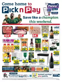 Pick n Pay catalogue Page 1: Pnp bok braai or no name roller towel 2s €40,00, Garlic bread €24,99