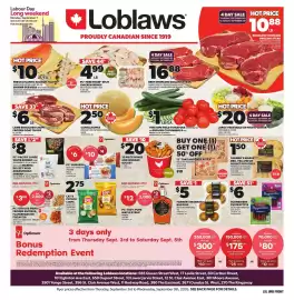Loblaws flyer week 36 Page 1: PC 100% pure maple syrup amber €12,00, Wings and wedges bucket €20,00