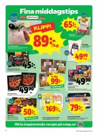 Stora Coop reklamblad vecka 37 Sida 4: Köttbullar €65,00, Färsk majskycklingbröstfilé €169,00