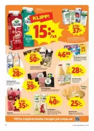 Stora Coop reklamblad vecka 37 Sida 8: Fil cultura €15,00, Laktosfri mjölkdryck 1,5 liter €37,00