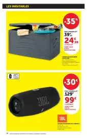 Catalogue Super U page 28: JBL ENCEINTE PORTABLE JBL CHARGE 5 €99,00, COFFRE DE RANGEMENT ALPHA 340L €24,99