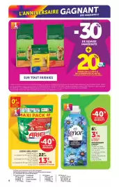 Catalogue U Express page 6: Ariel Lessive Pods €13,74, Lenor Adoucissant €3,79