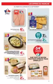 Catalogue U Express page 9: Petites gambas €4,49, DUC FILET DE POULET €6,99