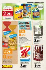 Folleto Gadis semana 36 Página 20: Barrita Dinamic Protein PASCUAL €0,65, B3TTER granola con avena cacao crunchy €4,19