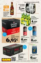 Folleto Gadis semana 36 Página 34: Grimbergen cerveza belga ambree €0,53, Green Cerveza Portuguesa con Limón €4,25