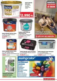 Bauhaus akciós újság Oldal 23: Héra Gold beltéri falfesték €12.990,00, Dulux falfesték €22.990,00