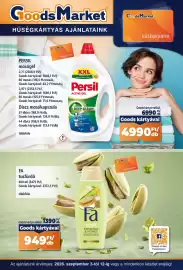 Goods Market akciós újság Oldal 1: Fa tusfürdő €949,00, Persil mosógél €1.848,10