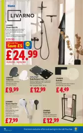 Lidl leaflet week 37 Page 14: Livarno shower head set €7,99, Livarno Towel Rail €12,99