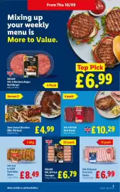 Lidl leaflet week 37 Page 5: XXL 4 British Beef Steaks €10,29, Slow Cooked Bourbon BBQ Rib Rack €4,99