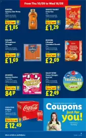 Lidl leaflet week 37 Page 7: Coca Cola Original €12,49, Milbona squeeze pouches €0,84
