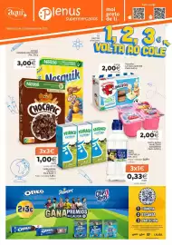 Folleto Plenus Supermercados Página 1: Nestlé Cereales Integrales Chocapic €1,00, La vaca que ríe palitos €2,00