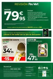 Folleto Feu Vert Página 15: Total Quartz Ineo 5w30 €47,95, Feu Vert cambio de aceite €34,95