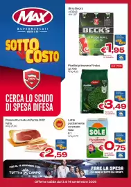 Volantino MAX Supermercati Pagina 1: Beck's Original Pils €1,95, Pisellini primavera Findus €3,49