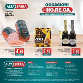 Volantino Altasfera Pagina 16: Mortadella bianca con pistacchio Leoncini €4,49, Spumante Rocca dei Forti €1,89