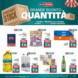 Volantino Altasfera Pagina 9: Acqua TEPELENE naturale/frizzante €0,25, Succo JOLLY pera/pesca/ace €1,02