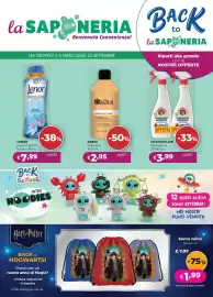 Volantino La Saponeria Pagina 1: Lenor perle profuma bucato €7,99, Chanteclair sgrassatore universale €3,99