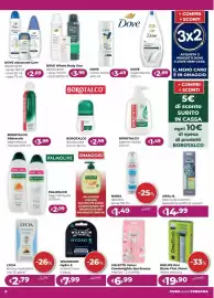 Volantino La Saponeria Pagina 6: Dove Whole Body Deo deodorante €3,99, Borotalco Abbraccio bagnodoccia mousse €3,99