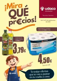 Folleto UDACO Página 1: Unide papel higiénico compacto €4,50, La Masía aceite de oliva €3,79