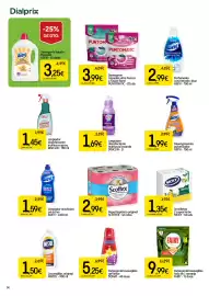 Folleto Dialprix Página 14: Scottex papel higiénico original €2,99, Fairy detergente lavavajillas todo en 1 naranja €9,99