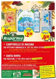 Volantino Risparmio Supermercati Pagina 8: Acqua naturale Sant'Anna €2,49, Parmalat latte €0,89