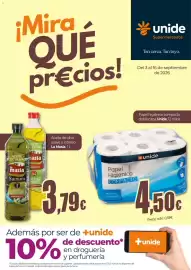 Folleto Unide Market Página 1: La Masía aceite de oliva €3,79, Unide papel higiénico compacto €4,50