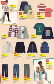 Folheto Auchan Página 21: T-Shirt LICENÇAS €2,99, T-Shirt inextenso €2,29