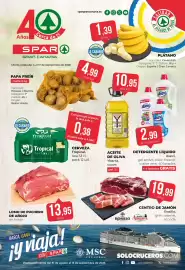 Folleto SPAR Gran Canaria Página 1: Lomo de puchero de añojo €13,95, Tropical 100% Malta €4,56