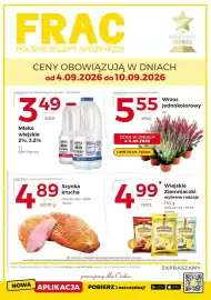 Frac gazetka tydzień 36 Strona 1: Mleko wiejskie OSM Piątnica €3,49, Wrzos jednokolorowy €5,55