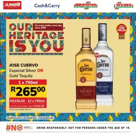 Jumbo catalogue Page 2: Jose Cuervo Especial Silver OR Gold Tequila €265,00