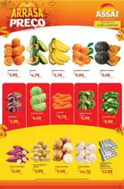 Encarte Assaí Atacadista Página 1: Cenoura €5,79, Batata-doce rosa €3,49