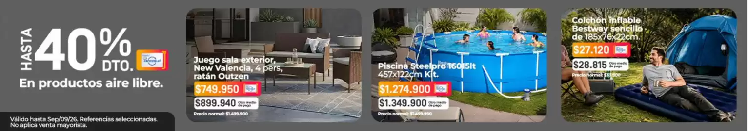 Catálogo Easy semana 36 Página 6: Pago - juego sala exterior, new valencia, 4 pers, ratán €749.950,00