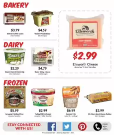Woodman's weekly ad week 36 Page 4: Baker String Cheese €4,79, Dean's French Onion Dip €2,29