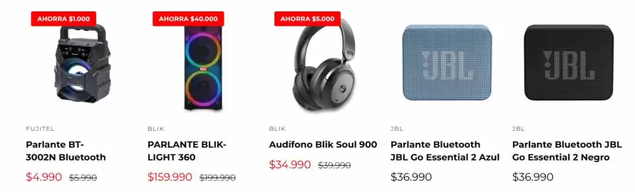 Catálogo Multicentro Página 7: Fujitel - parlante bt-3002n bluetooth €4.990,00, Parlante blik- light 360 €159.990,00