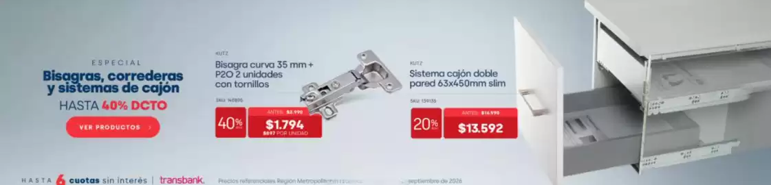 Catálogo Imperial Página 4: Bisagra curva 35 mm + p20 2 unidades con tornillos €1.794,00