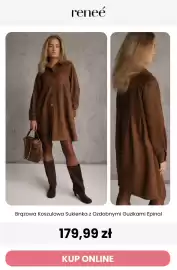 Renee magazyn tydzień 36 Strona 11: Brązowa koszulowa sukienka z ozdobnymi guzikami Epinal Renee €179,99